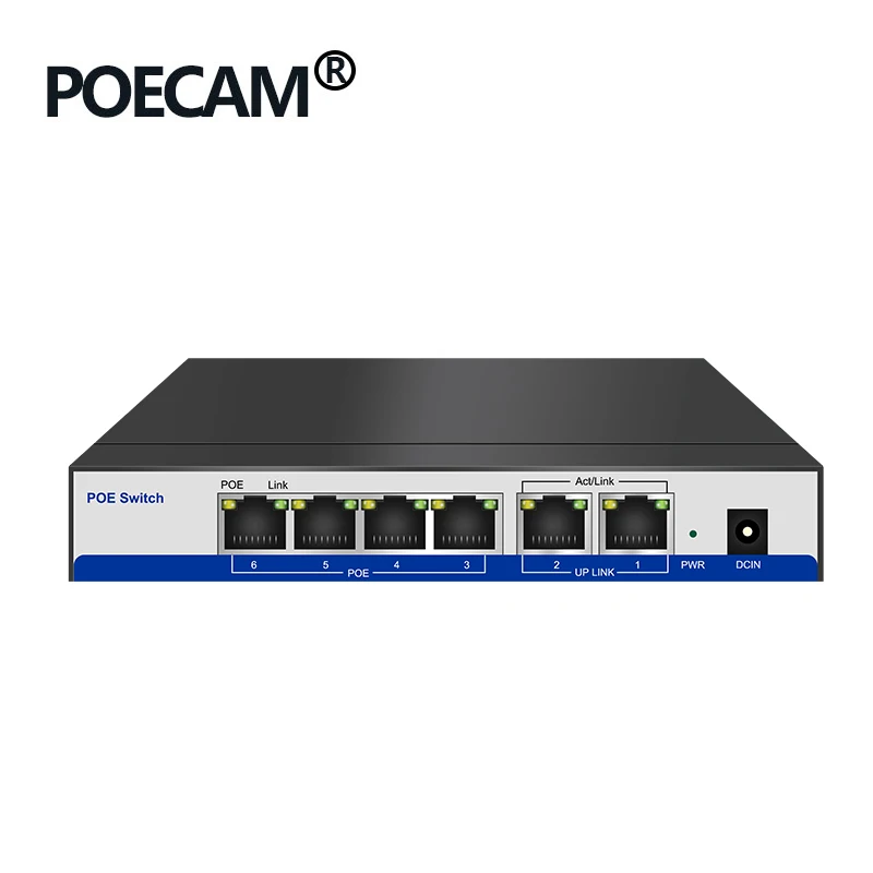 4 2Ports POE Switch IEEE 802.3af//at Power over Ethernet for CCTV IP Camera