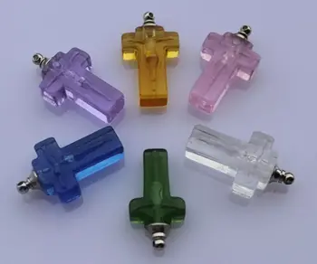 

300pcs hot cross shape screw cap vial pendant Crystal Perfume oil bottle Necklace Pendant charms name or rice art decor gifts