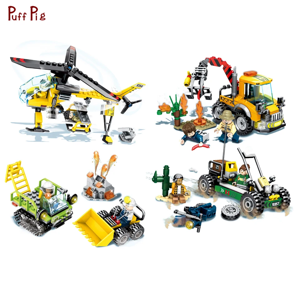 

561pcs Police City Rescue Team Figures Building Blocks DIY Helicopter Excavator Bricks Compatible Legoed Technic Bricks Toy Kid