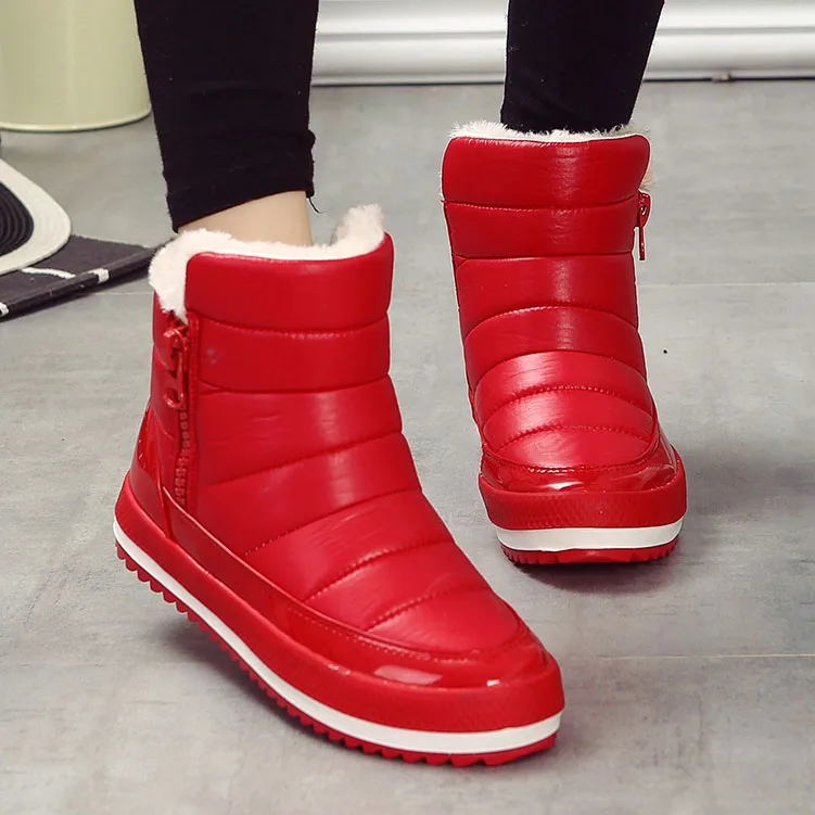 Женские ботинки; коллекция года; зимняя обувь; женские зимние ботинки с большой стелькой; высококачественные женские ботильоны на меху; водонепроницаемые зимние ботинки; Botas Mujer - Цвет: Красный