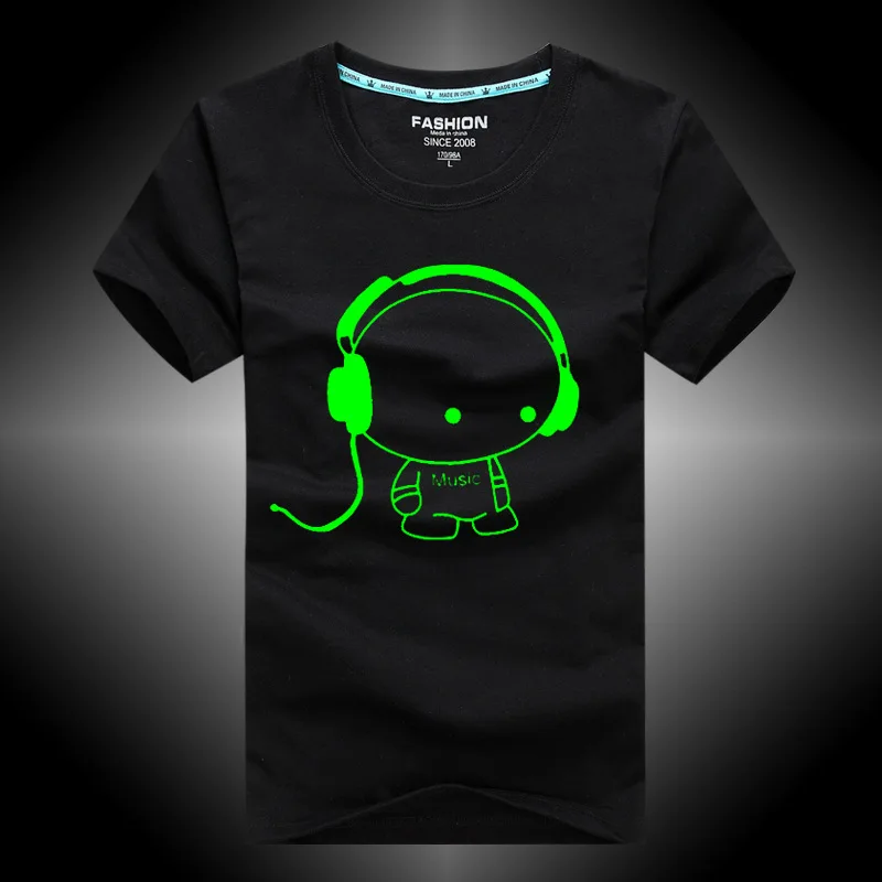 

Plus size 4XL luminous T shirt superman panda Ultraman dragon men women glow in dark hip hop Rapper Bboy DJ dancer t shirt