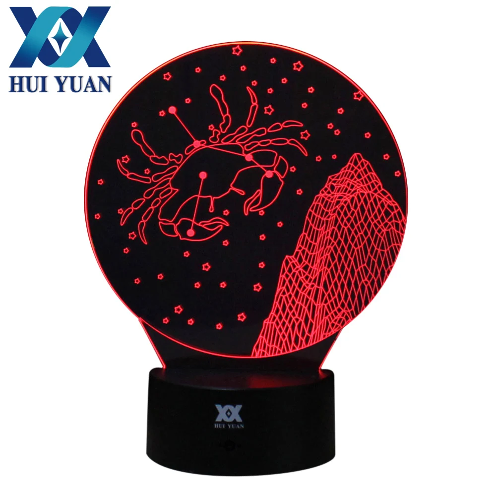 HUI YUAN 3D Night Light RGB Changeable Mood Lamp Cancer LED Light DC 5V