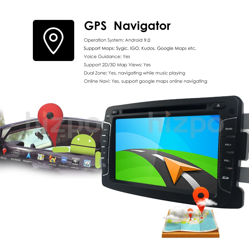 Android 9,0 емкостный экран gps Навигатор Радио для Dacia Renault Duster Logan Sandero автомобильный DVD центральный кассетный плеер DSP CAM