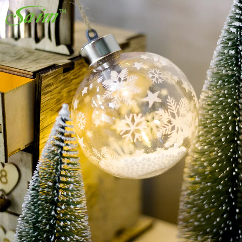 Saim adornos de bolas de árbol de Navidad 4 piezas de iluminación bolas de Navidad boda colgante copo de nieve adornos bola de Navidad colgante de Adorno