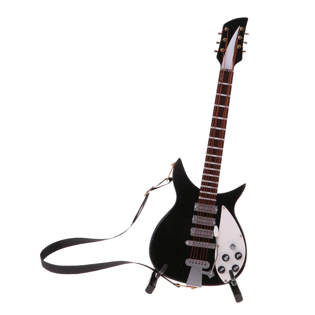 

Miniature Musical Instrument Toys Stylish Electric Guitar Model With Display Stand & Storage Box 1/6 Scale Decoration Crafts