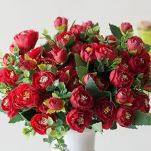 Красивые украшения цветок голова DIY аксессуары 15 голов искусственные цветы небольшой чайный бутон имитация маленький чай роза Шелковый цветок