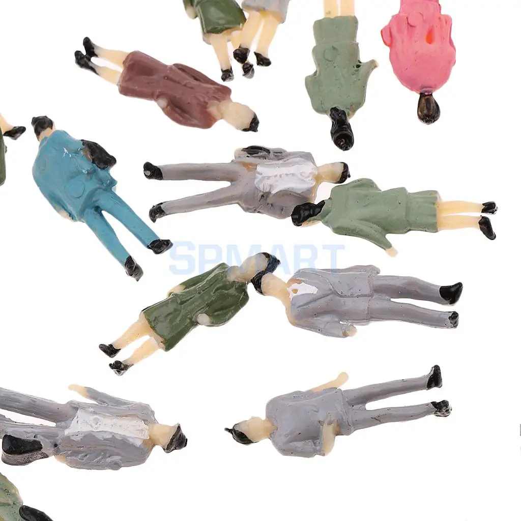 50pcs 1:87 Miniature Human Figures People Model Railroad Scenery Accs HO OO