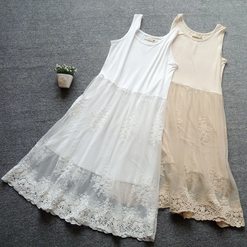 

Long Black Color And White Color Summer Petticoat Dress Underwear Dress Slip 9833