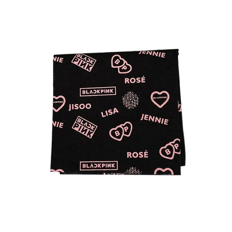 Imixlot, новинка, K-POP, черный, розовый, Lisa Jisoo, розовый, хлопковый шарф, хип-хоп, повязка на голову, лента для волос, 55*55 см, розовый, черный, аксессуары для волос - Цвет: D