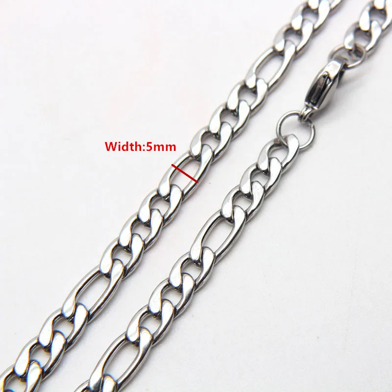 50 см, 60 см, 70 см, цепочка Figaro, ювелирное изделие, классическое ожерелье 3-6 мм, цепочка из нержавеющей стали серебряного цвета для мужчин и женщин