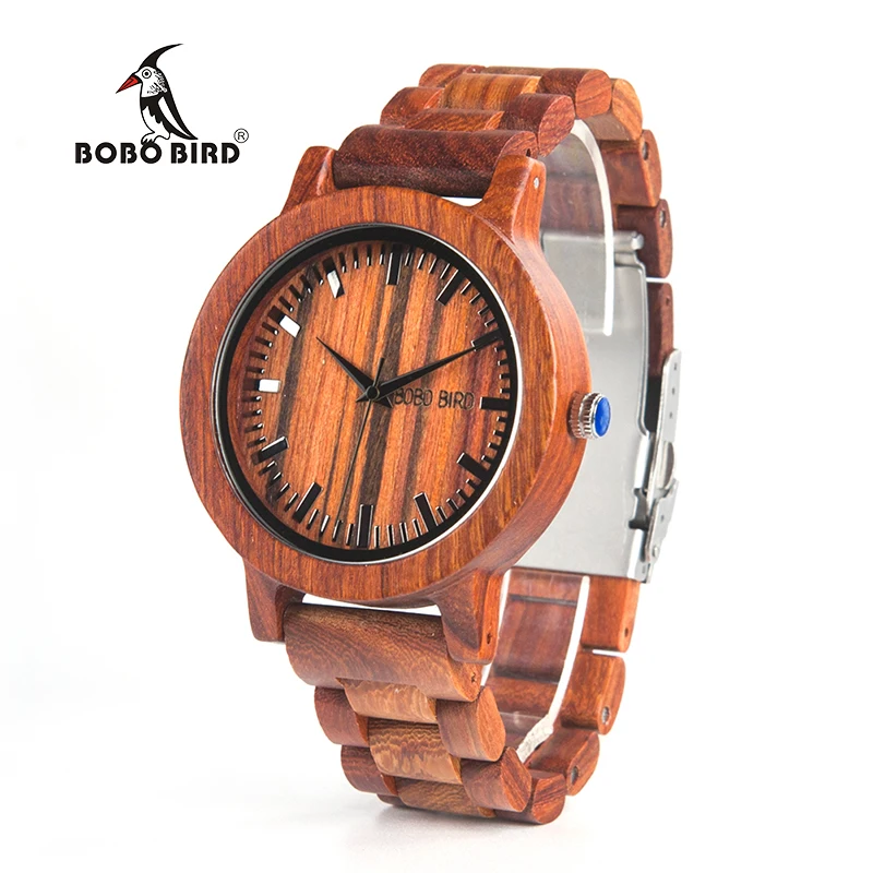 

BOBO BIRD V-M10 New Arrival Mens Watch Ebony Wood Dial All Wood Quartz Wristwatch in Gift Box reloj hombre