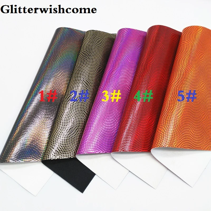 Glitterwishcome 21X29 см A4 Размеры виниловые обои для банты тиснением радужные туфли из Кожи Ящерицы; по низкой Искусственная кожа листы для банты, GM178A