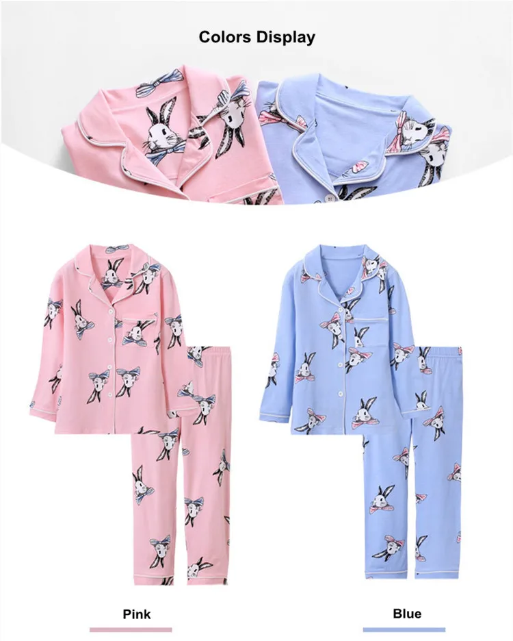 Kids pajamas sleepwear kids clothing sets children pink blue pijamas 02