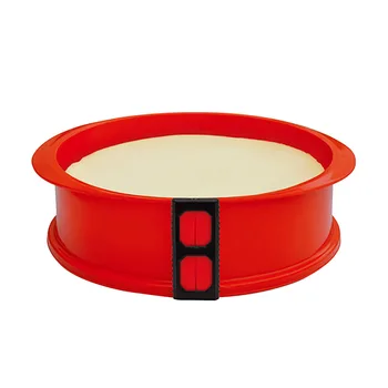 

23CM Red Detachable Silicone Baking dish with a Tempered Glass Bottom Cake Pan Kitchen Tools