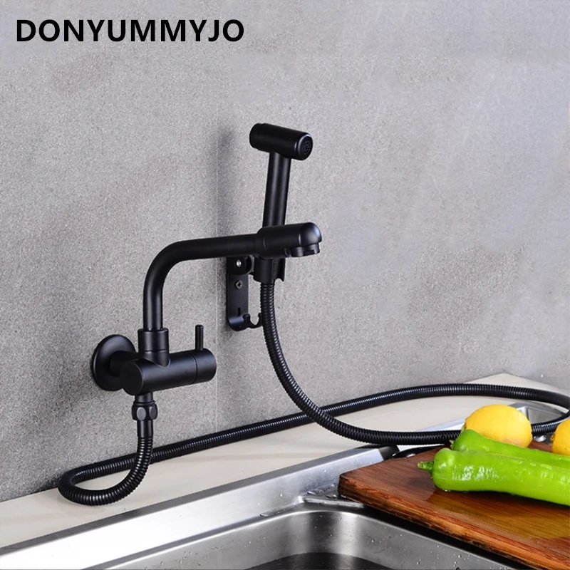 Donyummyjo New Black Painted Brass Finish Faucet Kitchen Sink