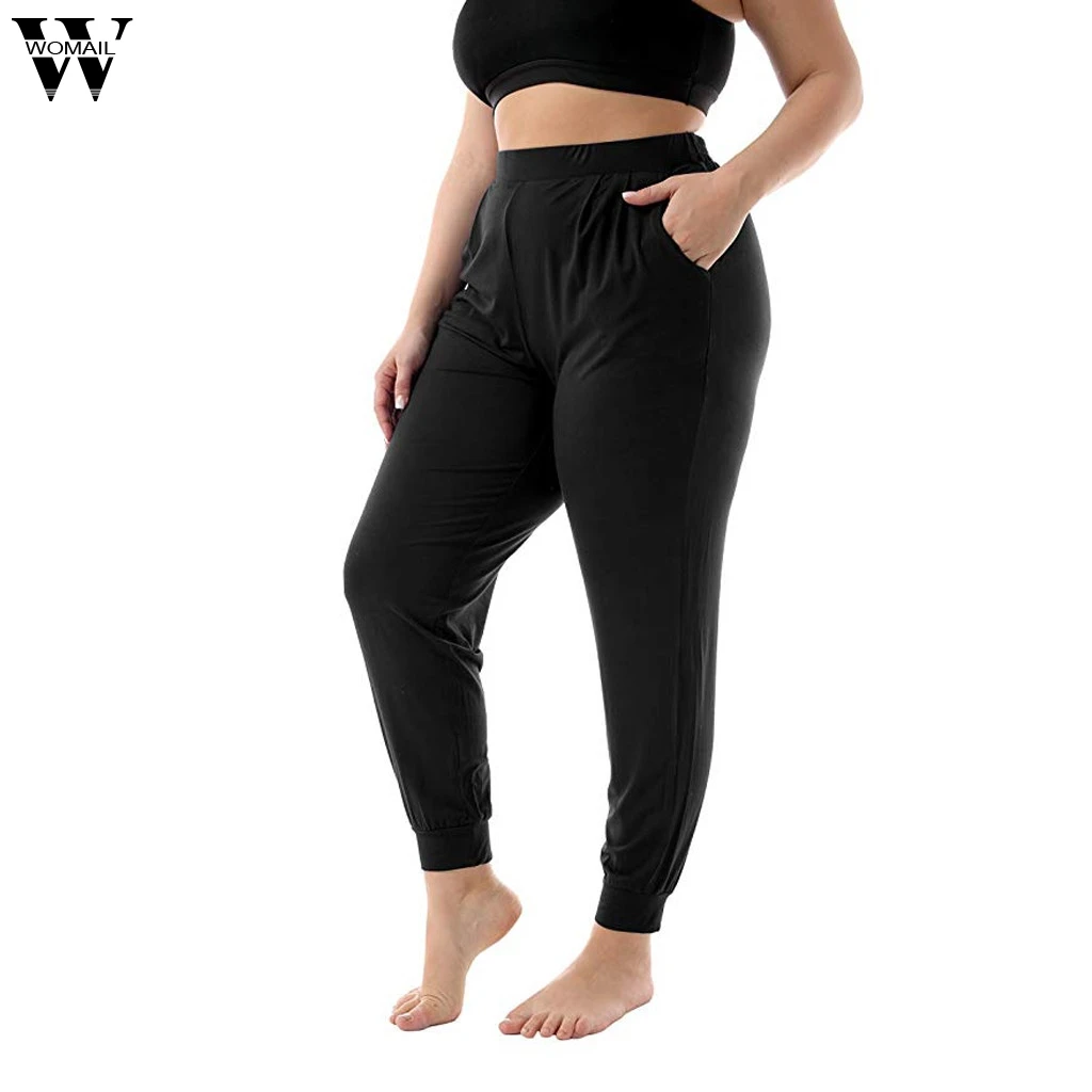 

Womail Plus Size Women Pants Casual Pocket Stretch Long Paragraph Pockets Solid Daily Fashion Female Pants For Ladies JUNE17