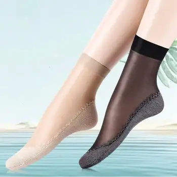 

100Pairs/ Lot Velvet Silk Womens Summer Socks Cotton Bottom Soft Non Slip Sole Massage Wicking Slip-resistant Spring Autumn Sock