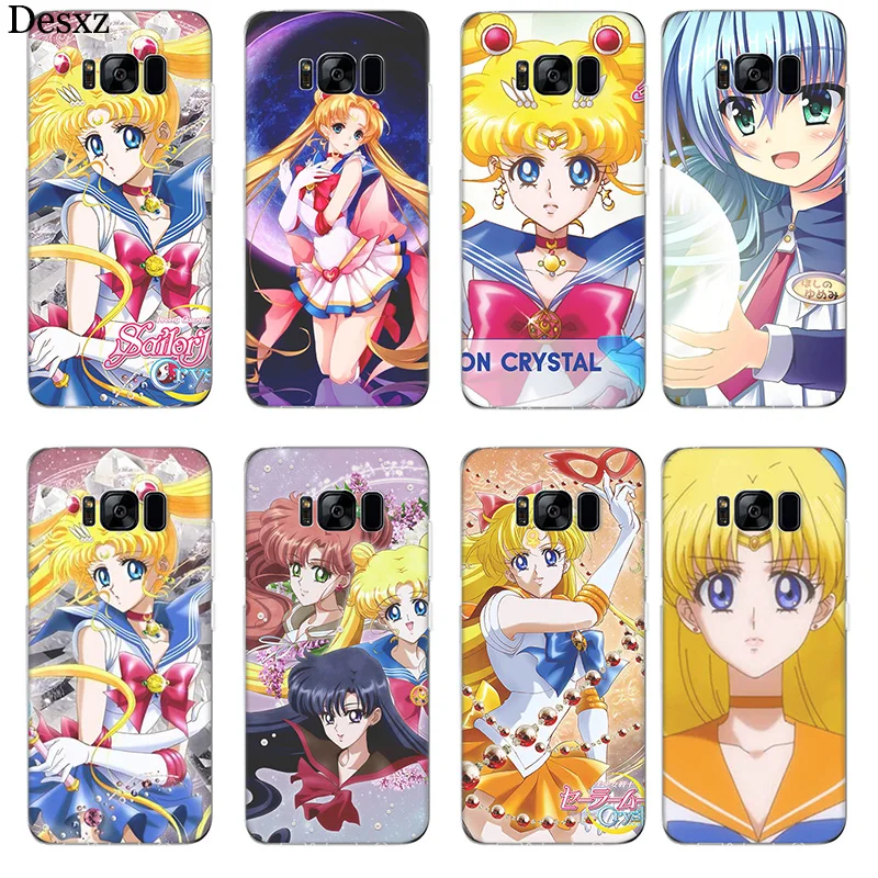 

TPU Back Cover Case for Samsung Galaxy S7 Edge S8 S9 Plus Note 8 9 Crystal sailor moon sailormoon girl