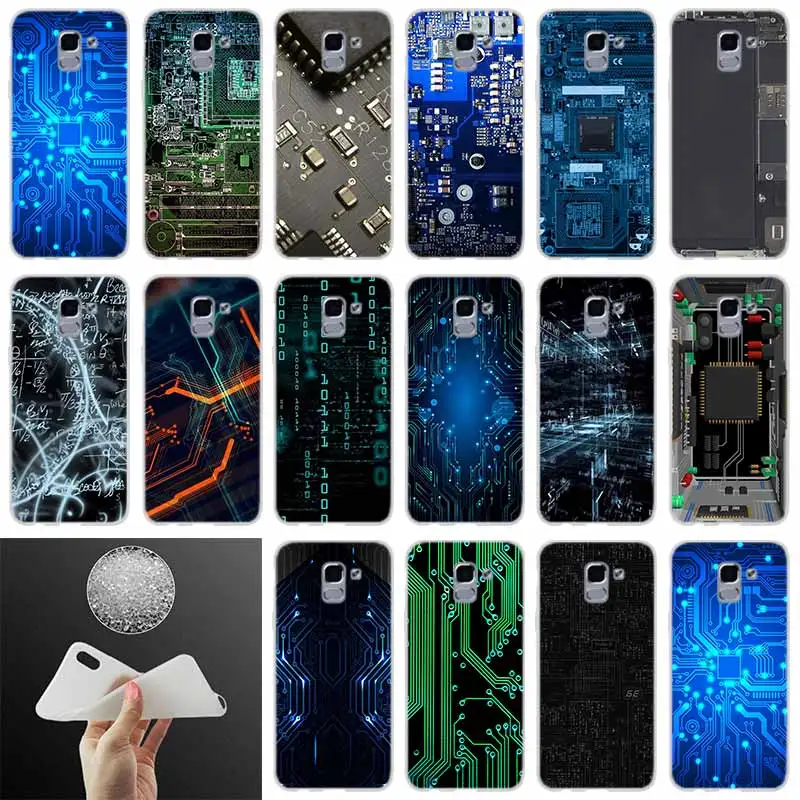 

Soft silicone Phone Cover Technology Circuit board FOR Samsung Galaxy J6 J4 J8 J7 2018 Plus J3 J5 J7 Prime Pro 2017 2016 case