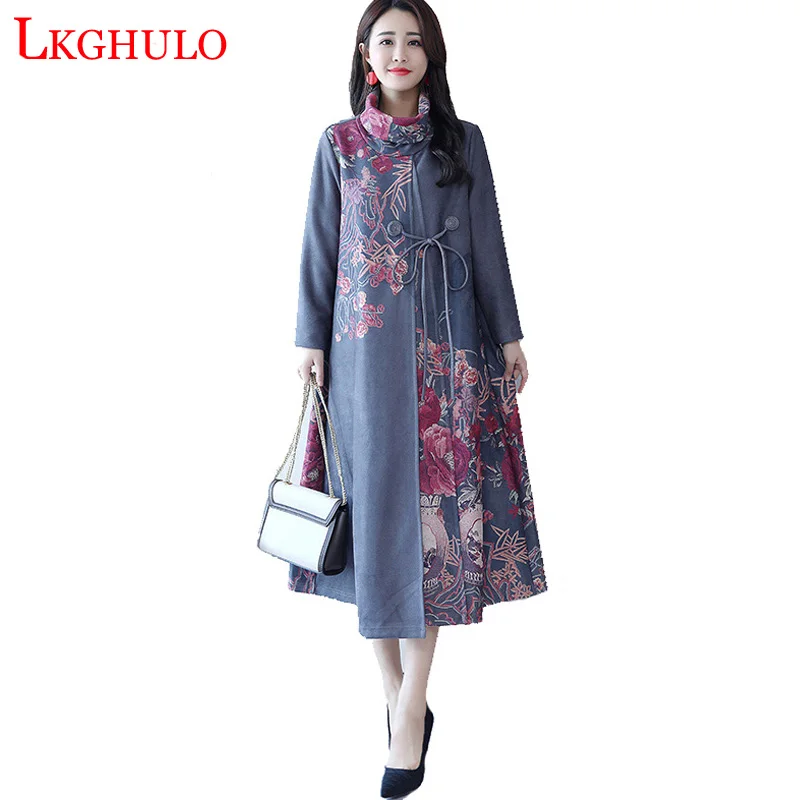

2018 New Spring Autumn Women Coat Fashion Printing Long Sleeve Suede Trench Coat Casual Trench Coat Slim Outerwear W610