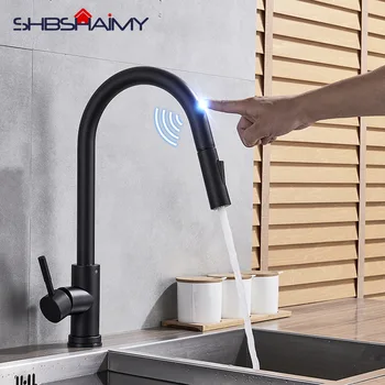 

SHBSHAIMY Blackened Sensor Pull Down Kitchen Sink Faucet Rotatable Deck Mounted Single Handle Single Hole Hot and Cold Mixer