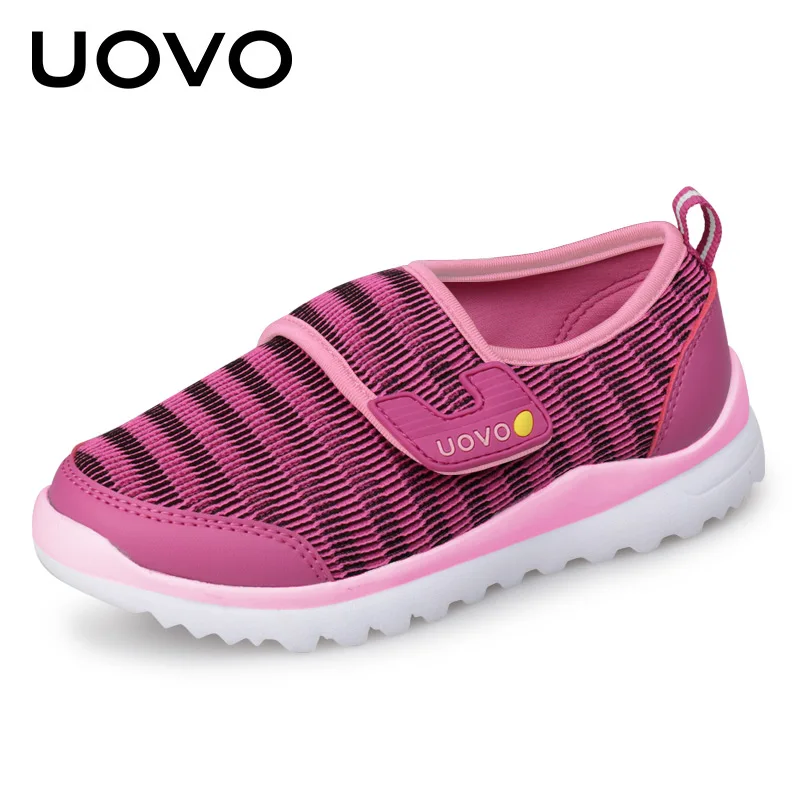 UOVO весна обувь для детей сетчатые дышащие детские кроссовки для мальчиков и девочек светильник-вес Повседневное спортивная обувь для женщин; европейские размеры 28#37 - Цвет: Fuxia