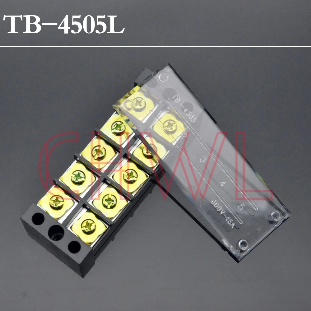 

1pcs TB-4505 Fixed Terminal Block 600V 45A 5P Screw Terminal Barrier COPPER FREE SHIPPING