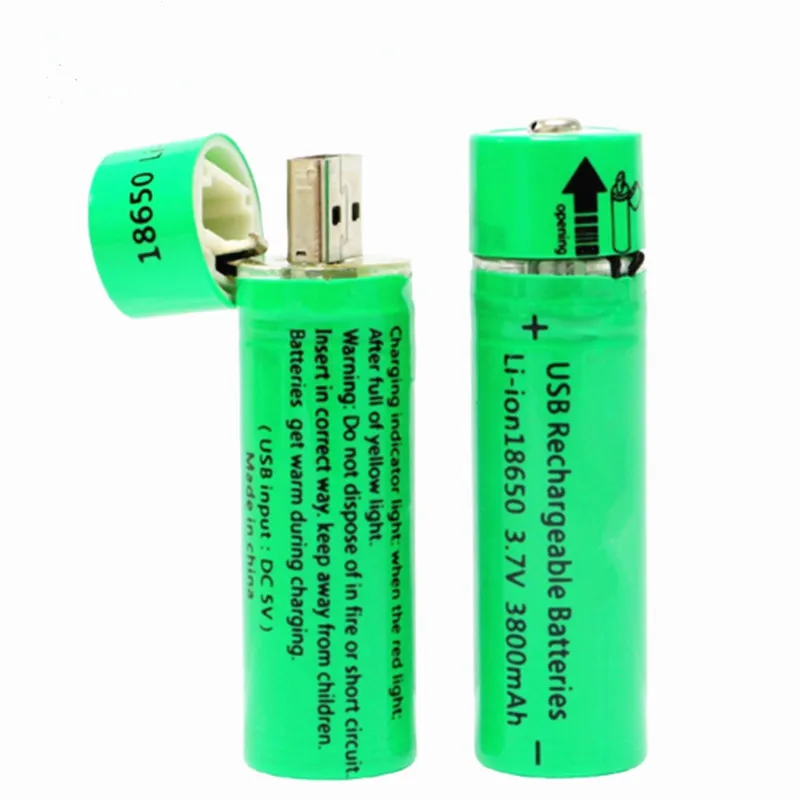 

1PCS USB high power battery charging socket 18650 3.7v 3800mah flashlight batteries Mini USB rechargeable Flashlight Battery
