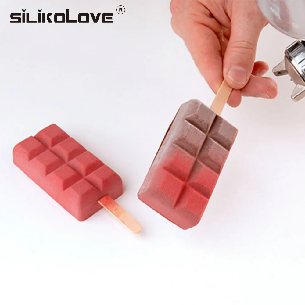 

SILIKOLOVE Lattice Shape Ice Cream Mold Silicone Popsicle Maker Froze With Wood Sticks helado sorvete