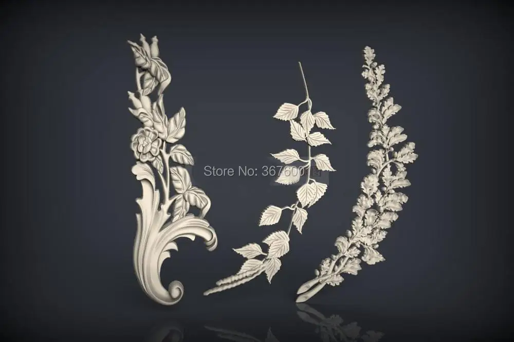 

3 Branches 3D STL Model for CNC Router Engraver Carving Machine Relief Artcam Aspire T0012