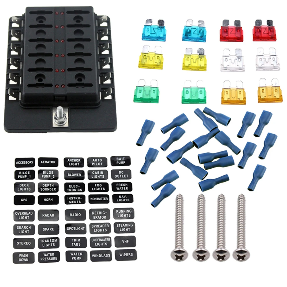 Newest 12 Way LED Boat Car Blade Fuse Box Truck RV Fuse Block Holder With Spade Terminals -in Fuses from Automobiles & Motorcycles on Aliexpress.com ...