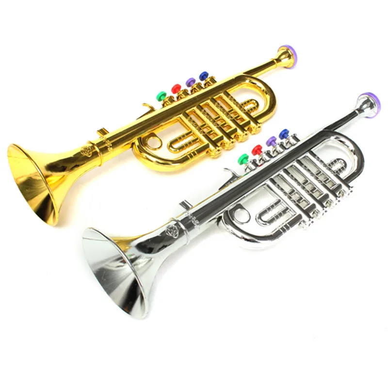 ЗЕБРА Новое поступление золотые серебряные развивающие пластиковые детские игрушки подарок музыкальный инструмент труба 37x10 см для мальчиков и девочек