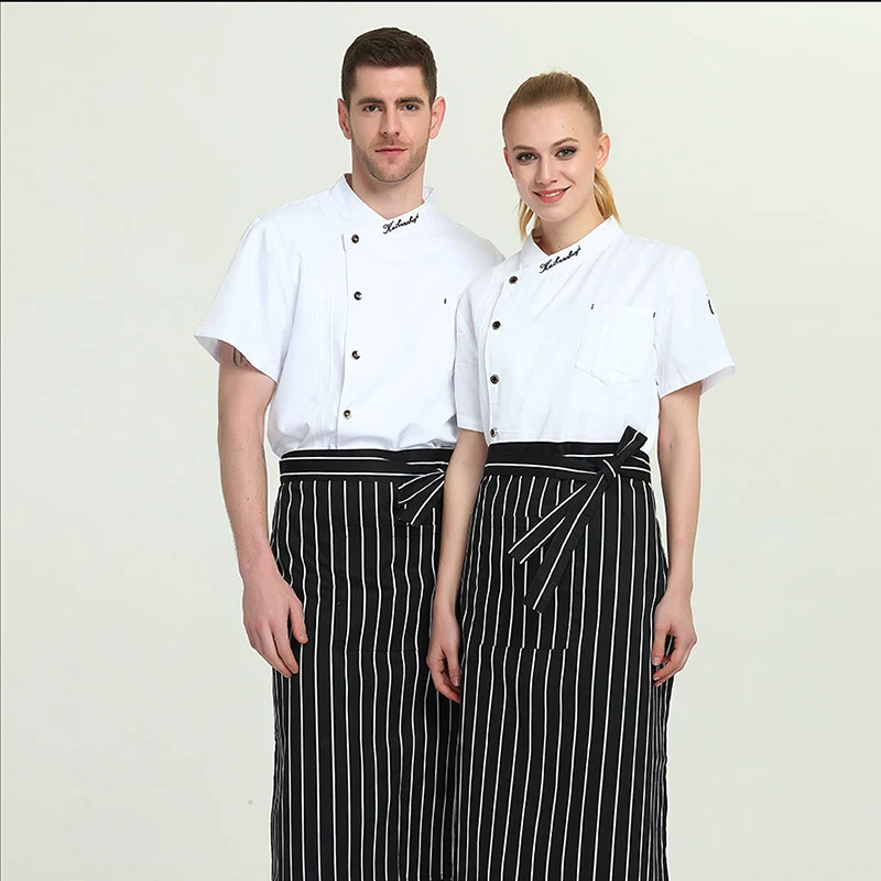 Оптовая Продажа унисекс форма шеф-повара хлебобулочные изделия услуги Кук рубашка с короткими рукавами дышащий двубортный шеф повар
