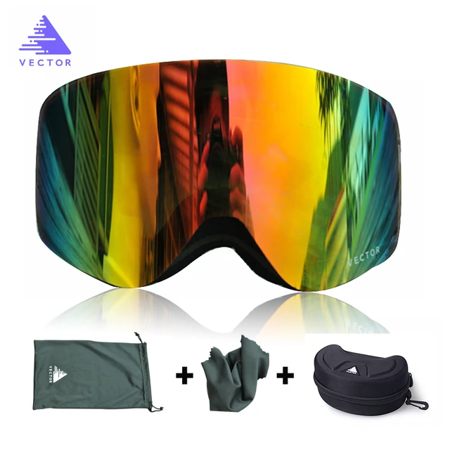 US $24.69 Brand Ski Goggles With Case Double Lens UV400 Anti-fog Skiing Eyewear Snow Glasses Skiing Men Women