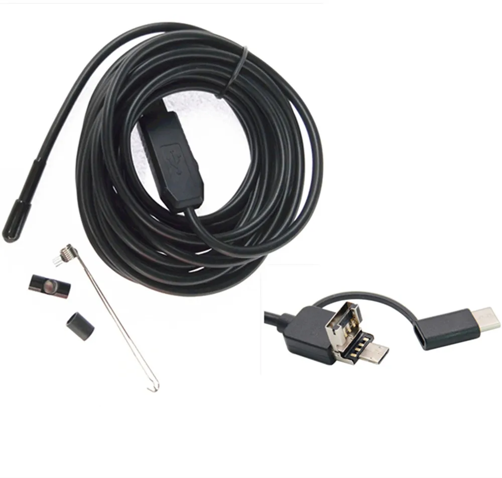 3 в 1 5 мм для Android OTG Мобильный Micro-USB Type-C USB эндоскопическая камера 2 м | Безопасность