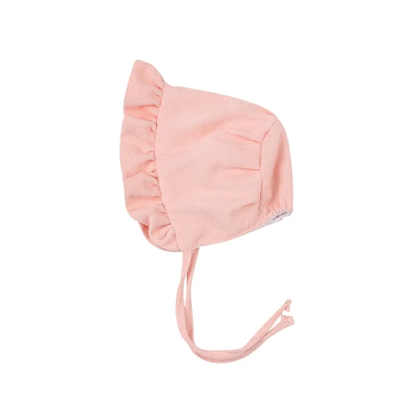 Corduroy Baby Beanie Hat Cute Princess Girls Cap Spring Autumn Lace Up Infant Beanie Sun Cap 3-12 Months Baby Girls Clothing (14)