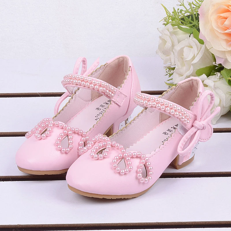 2018, zapatos de tacón de princesa para niños, único de fiesta para niñas, sandalias con recortes perlas para bebés, zapatos de moda para Primavera/otoño para niñas|shoes earth shoes|shoes newshoe kid -