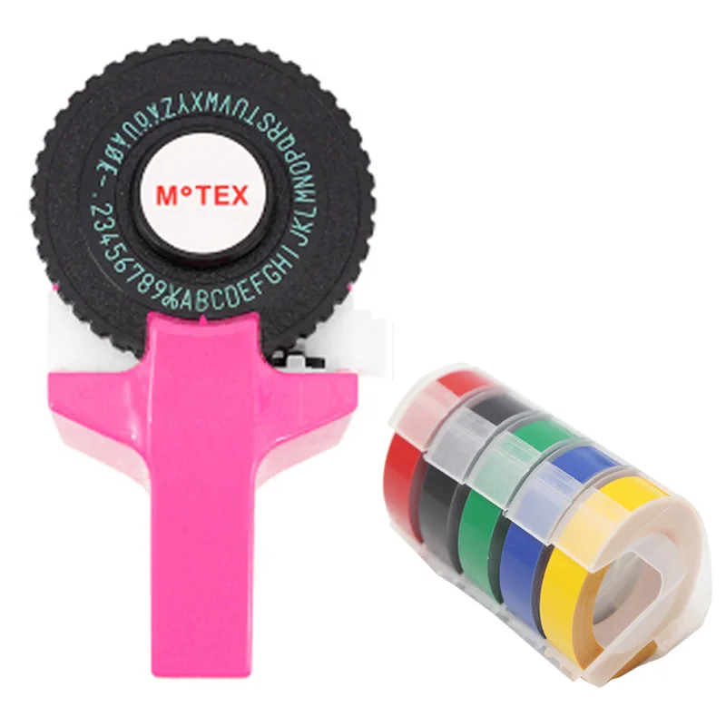 

Pink Color MoTex E101 Printer Mini DIY Hand compatible for dymo 3D embossing manual Tape Manual Typewriter lettering machine