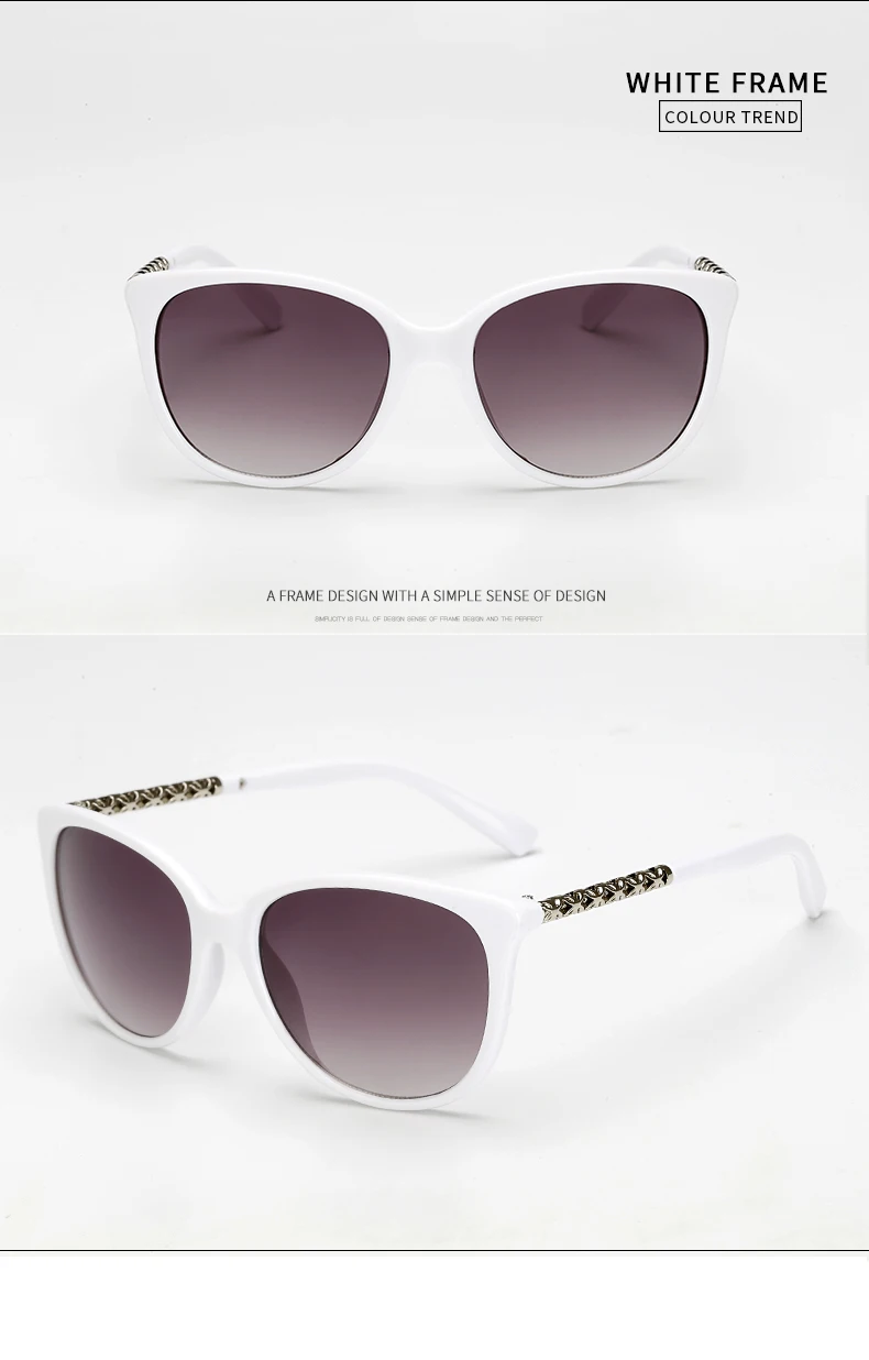 Longkeader, роскошные винтажные женские солнцезащитные очки кошачий глаз, фирменный дизайн, хит, солнцезащитные очки для женщин, женские очки, UV400 - Цвет линз: White Frame