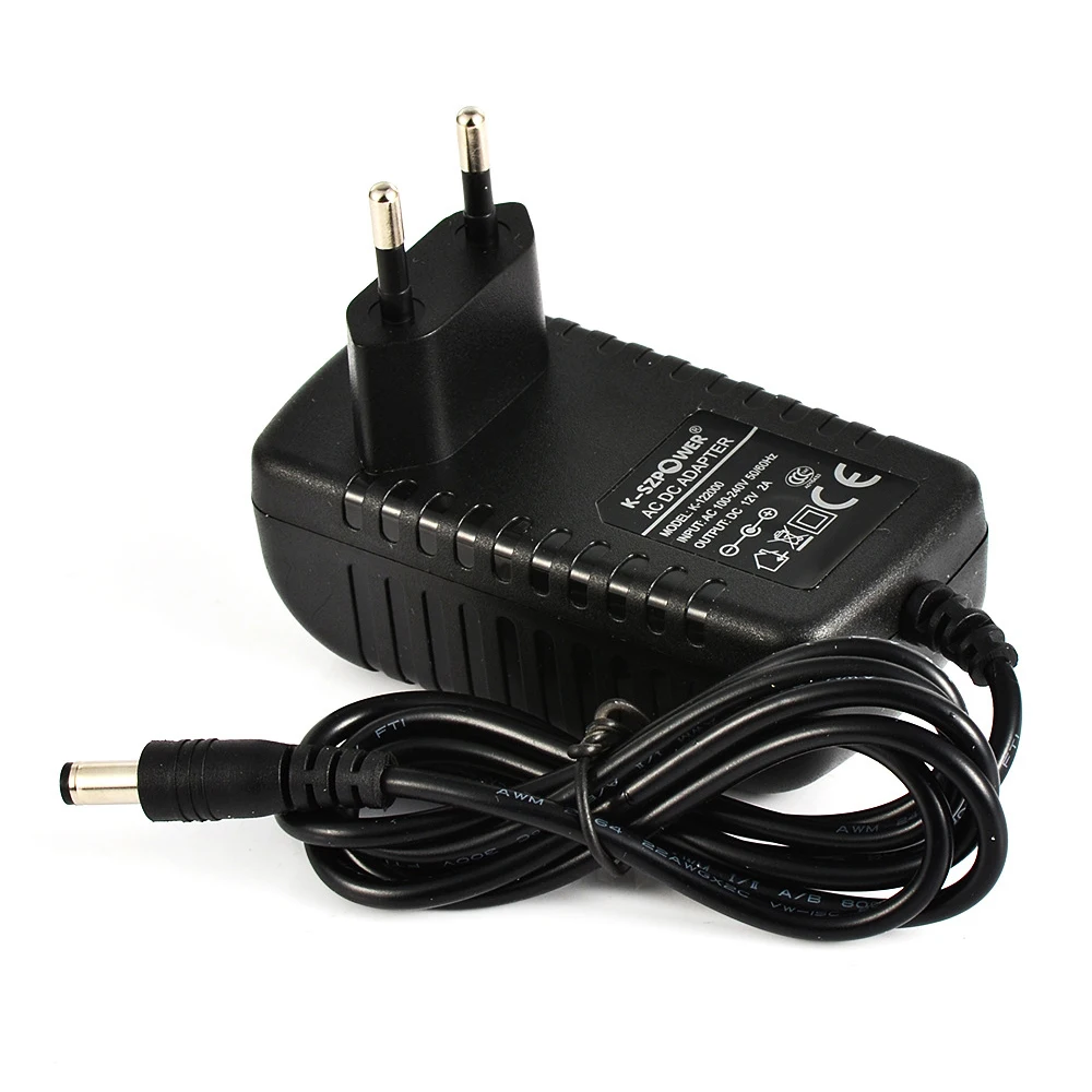 

12V 2A DC Output Power Supply EU US UK Plug 100-240V AC Input 120cm Cable Charger Adapter For 5.5mmx2.1mm Jack Easy Drive Cable