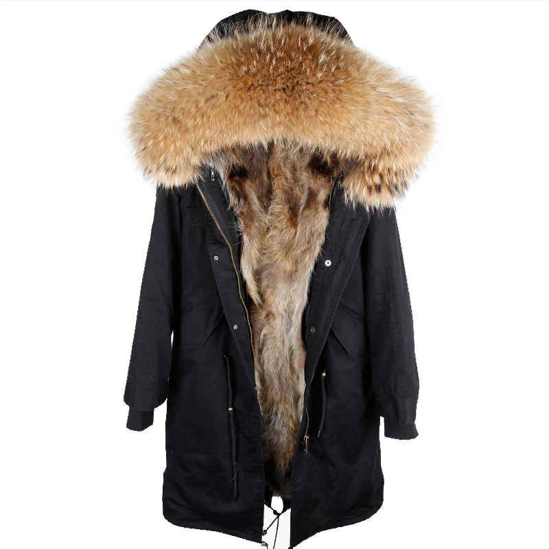 

2019 new winter jacket women x-long over the knee parka real fur coat big raccoon fur collar hooded outwear thick warm parkas