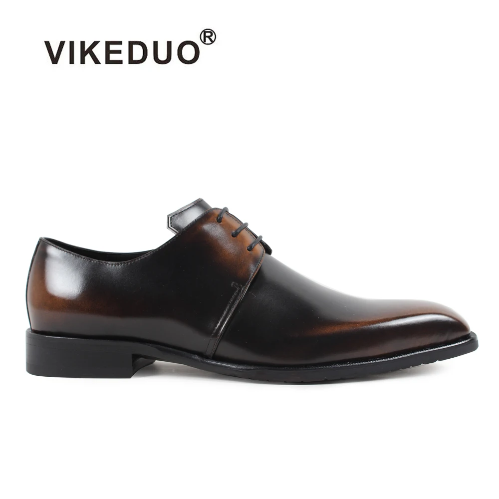 VIKEDUO/Винтажные модельные туфли для мужчин Коллекция 2020 года Однотонная обувь из
