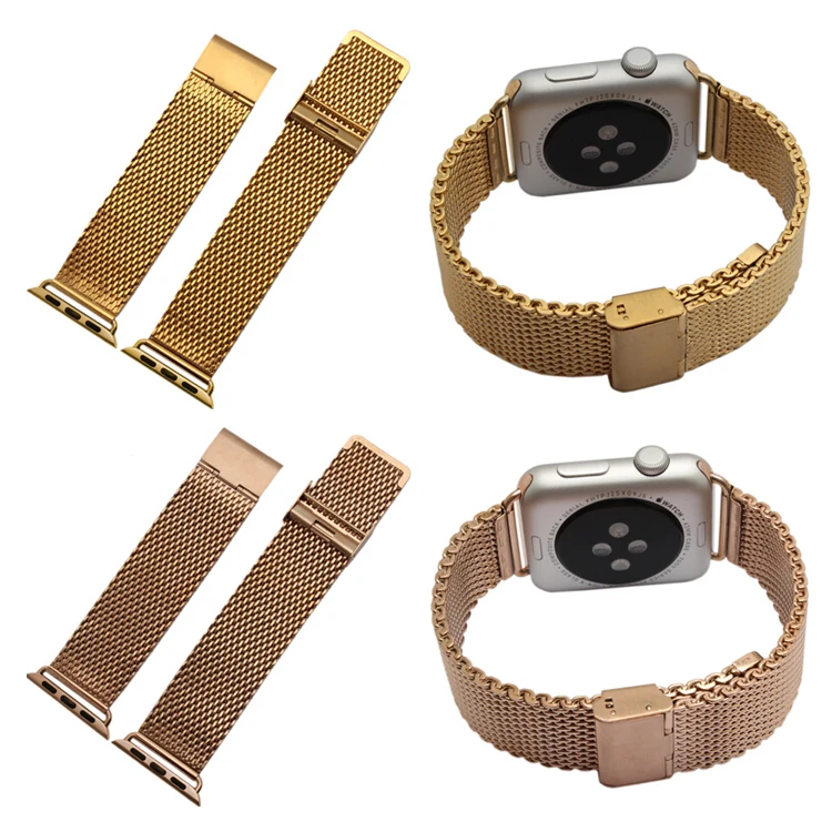 

for Apple Watch 42mm/38mm Watchband NEW Fish Mesh Link Bracelet Luxury Stainless Steel Strap with Connector Adapter