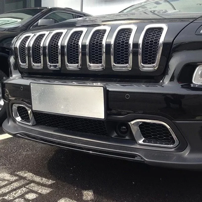 

Car Stickers For Jeep Cherokee 2014 2015 2016 ABS Chrome Front Grille Around Trim Racing Grills Trim Auto Accessories 7pcs/set