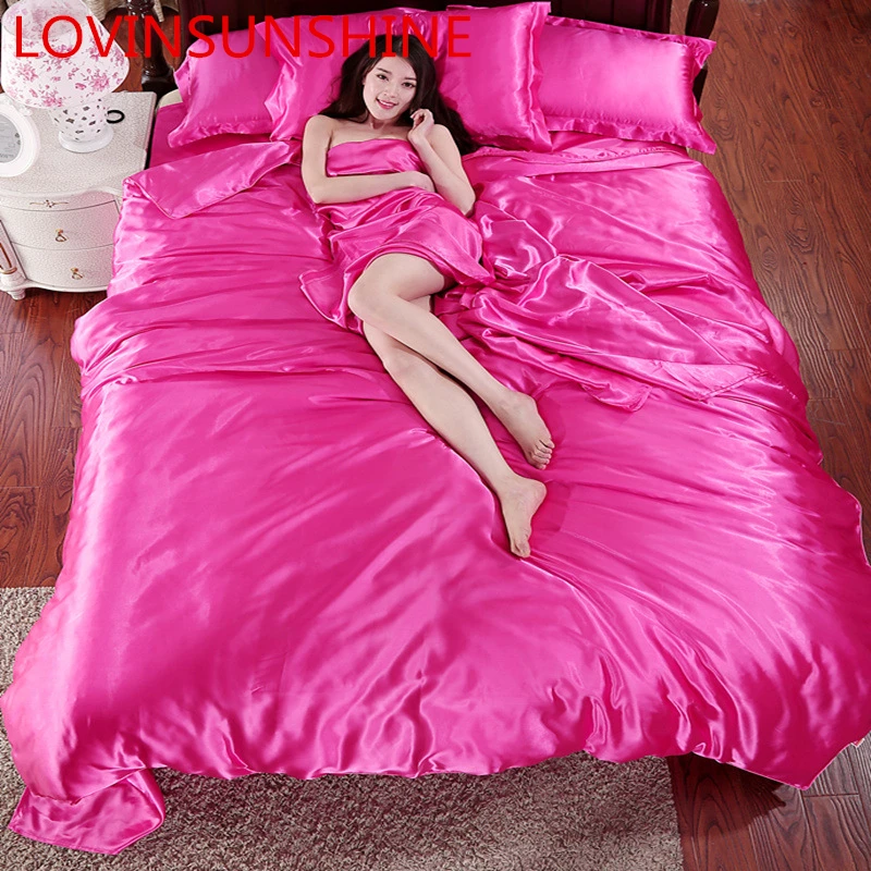 

LOVINSUNSHINE Luxury Comforter Set Queen King Duvet Silk Bed Cover Comforter In Solid Color AF03#