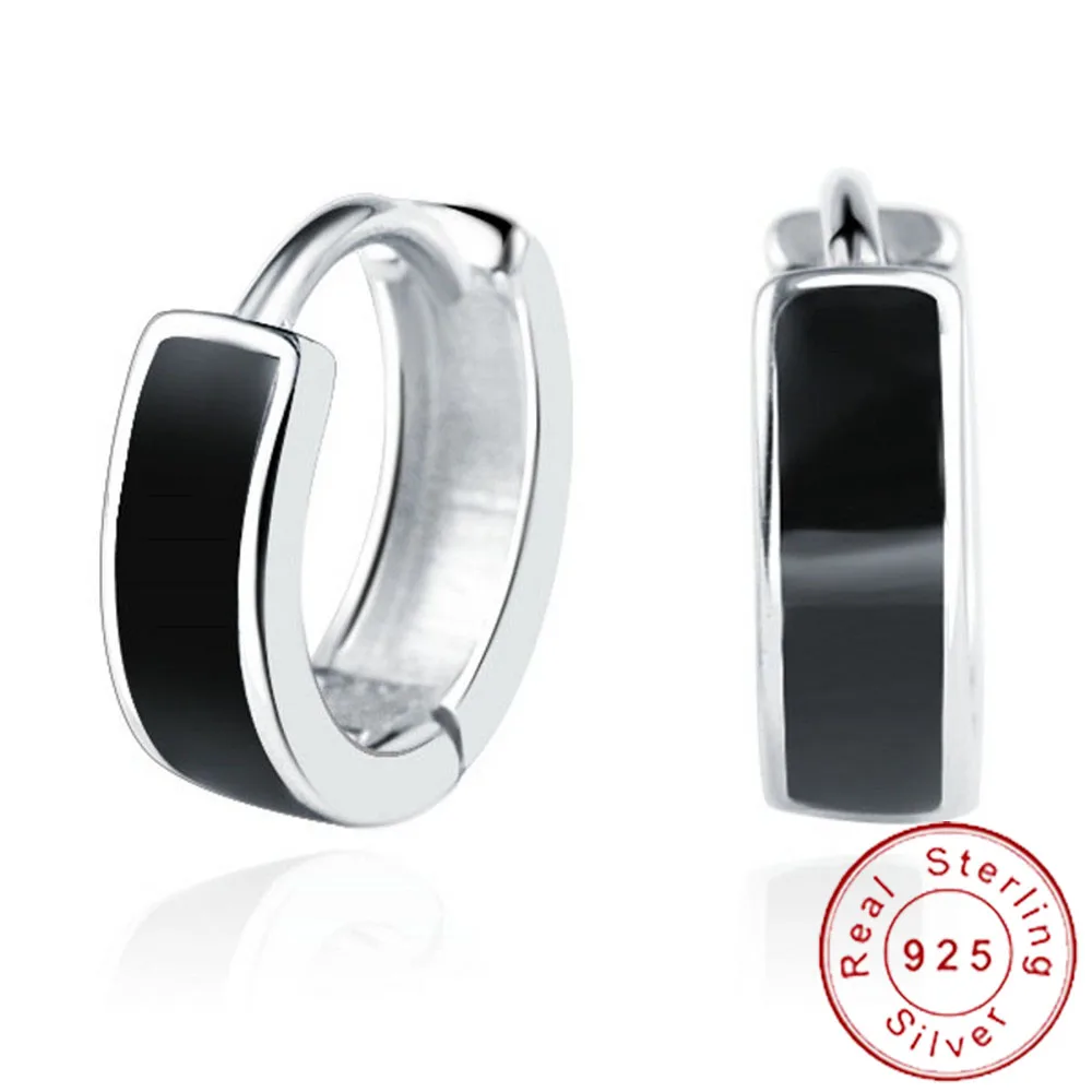 

Minimal Real 925 Sterling Silver Small Round Hoop Earrings Female Male Huggie Ear Bones Minimalist Geometric Jewelry SE090