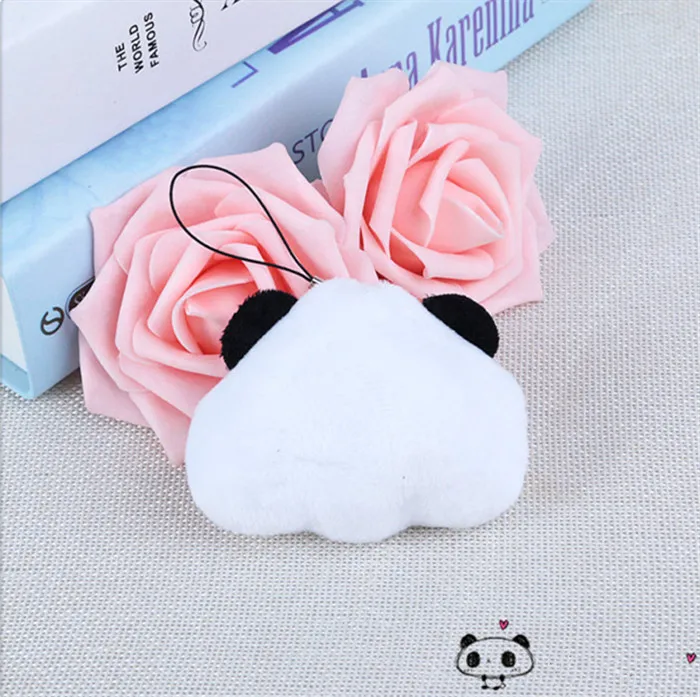 Fashion Panda Emoji Plush Toys Key Chain Ring Pom Bear Keychain Woman Bag Charms Man Car Keyring Wedding Party Trinket Jewelry (31)