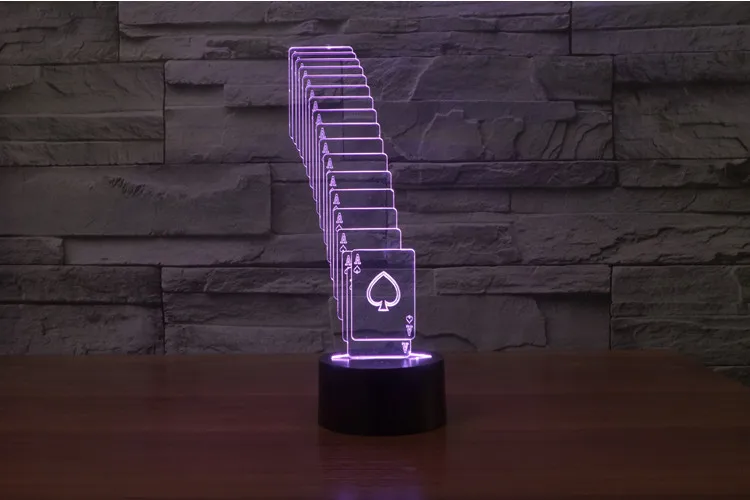 3d покер Форма lamp7 Цвет лампа 3D LED Ночные светильники для детей сенсорный USB Таблица Lampara лампе для сна Ночная USB LED бордовый