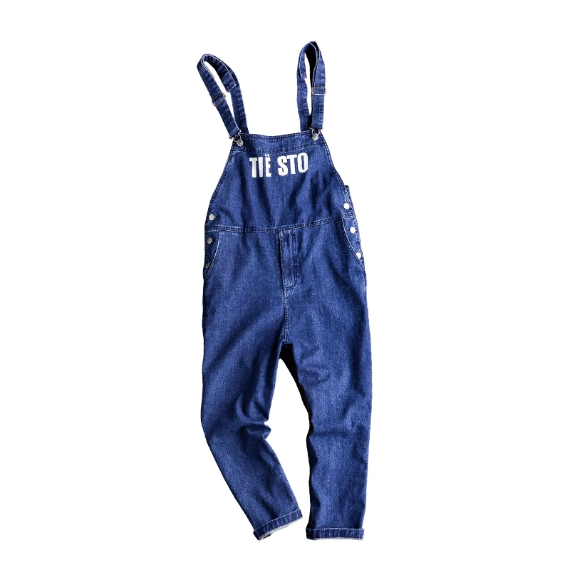 

2019 Spring and Autumn Korean Casual Denim Jumpsuit Male Slim Feet Jeans