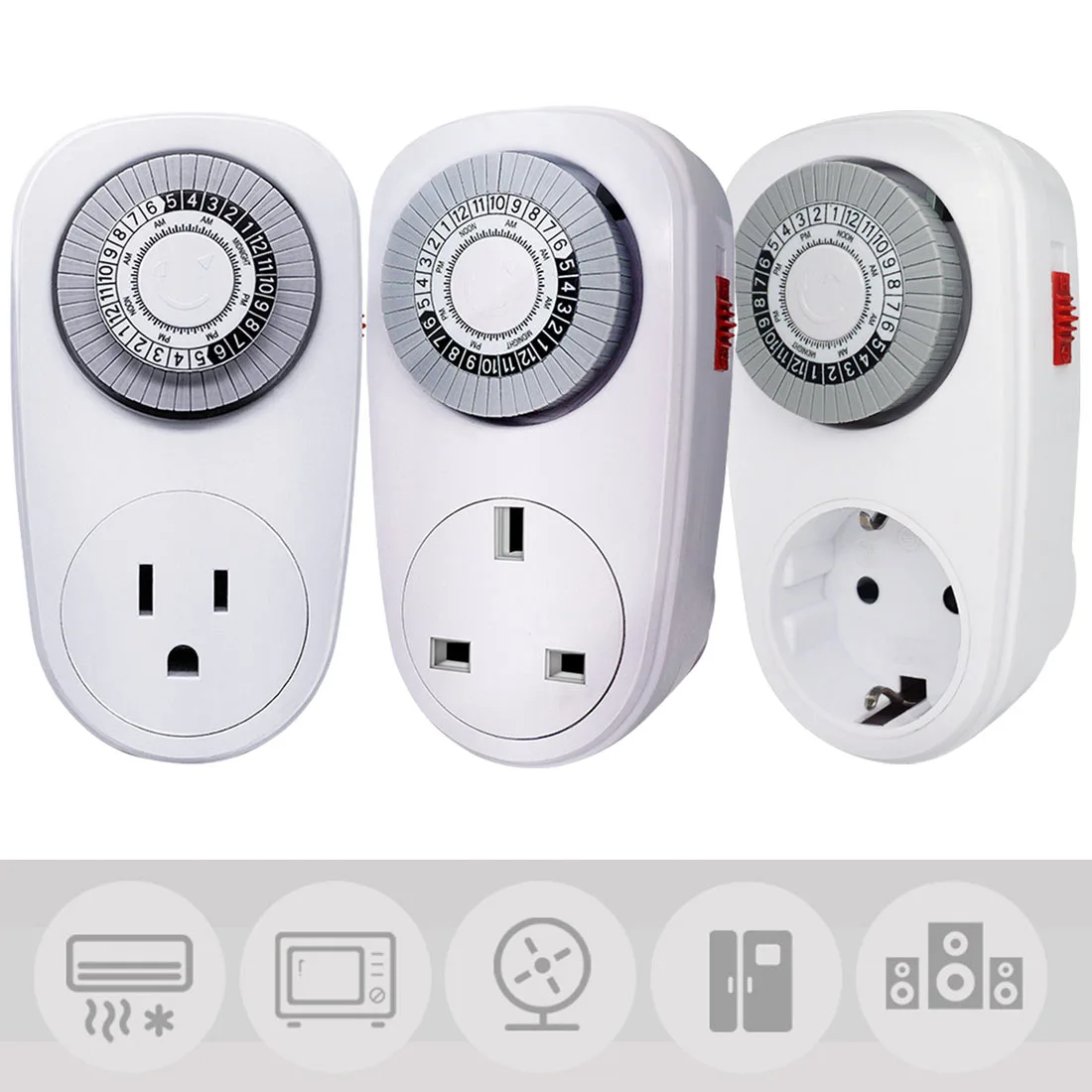 

EU/US/UK Plug 24 Hours Programmable Mechanical Mini Timer Switch 125V Energy Saver